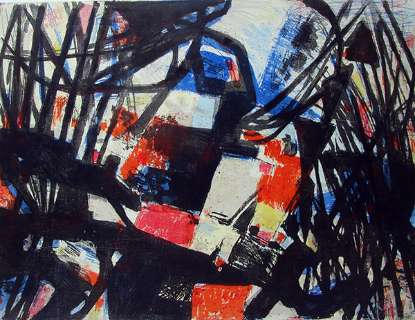 Abstrakt 1961;Farb-Lithografie,;37,5 x 50 cm, Exemplar 8 von 13;600 - Galerie Wroblowski